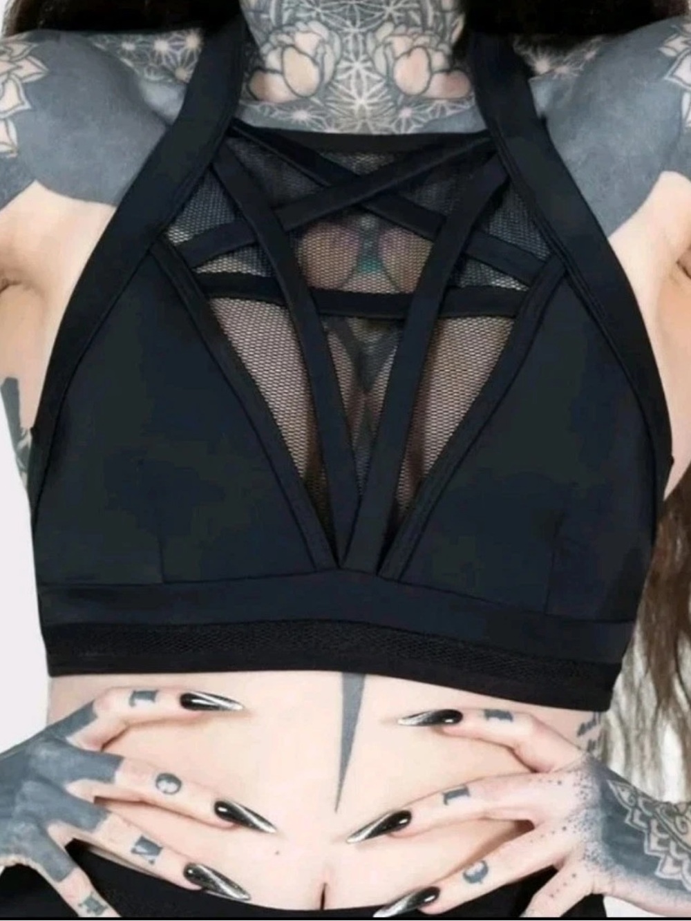 Killstar Black Kraken Awakes Pentagram Mesh Strappy Bikini Top